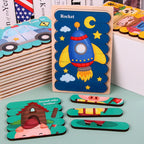 Montessori 2-in-1 Two-Sided Wooden Strip Puzzle