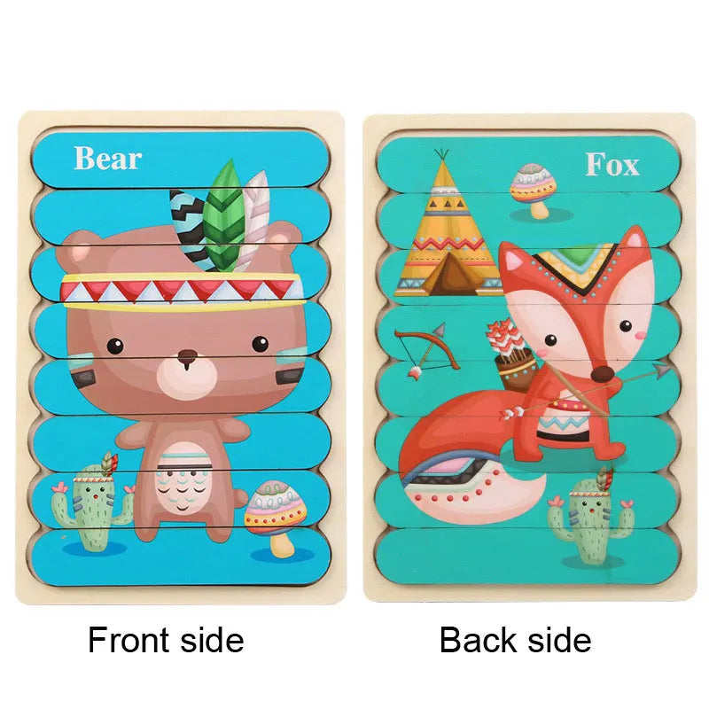 3D Wooden Montessori Puzzles for Toddlers & Kids (Ages 2-3)