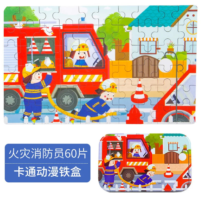 60-Piece Wooden Puzzle Set