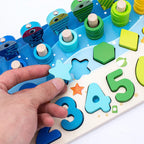 3D Preschool Children Educational Toys Wooden Montessori Arithmetic Magnetic Fishing Digital Shape Matching Building Block Toys