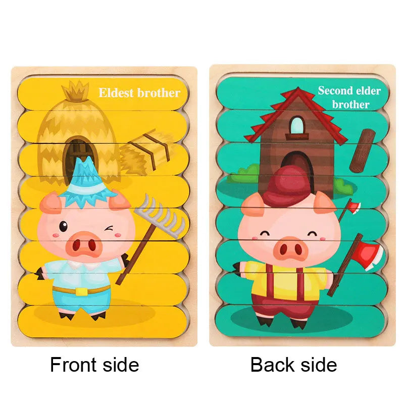 3D Wooden Montessori Puzzles for Toddlers & Kids (Ages 2-3)