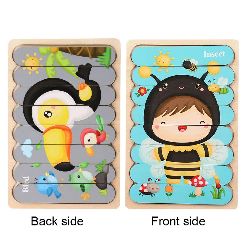 3D Wooden Montessori Puzzles for Toddlers & Kids (Ages 2-3)
