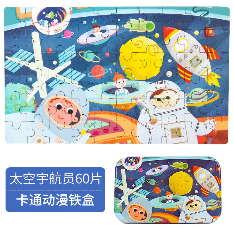60-Piece Wooden Puzzle Set