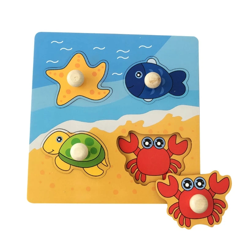 3D Wooden Montessori Puzzles for Toddlers & Kids (Ages 2-3)