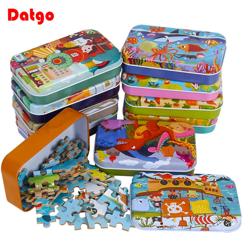 60-Piece Wooden Puzzle Set