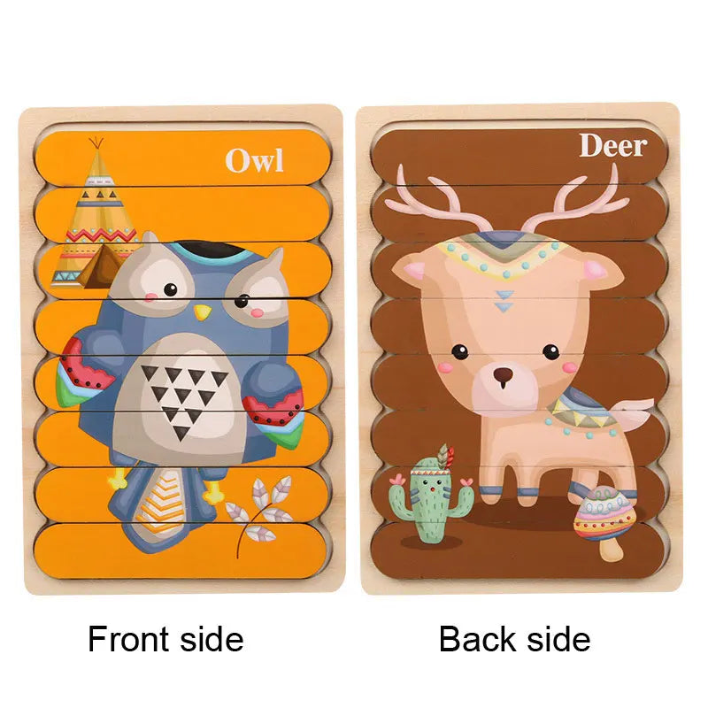 3D Wooden Montessori Puzzles for Toddlers & Kids (Ages 2-3)