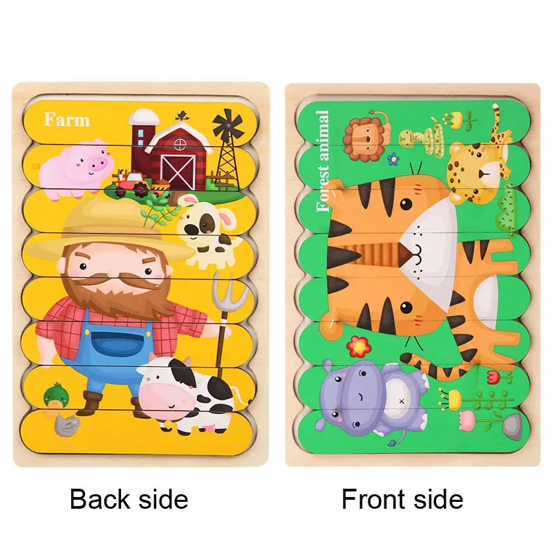 3D Wooden Montessori Puzzles for Toddlers & Kids (Ages 2-3)