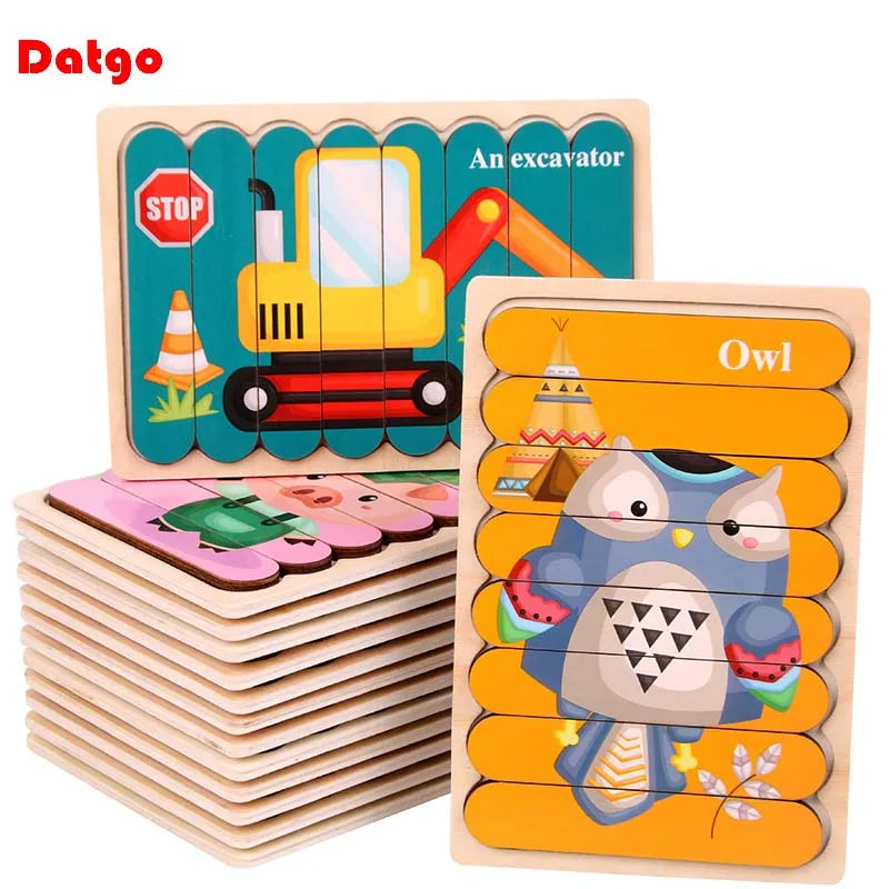 Montessori 2-in-1 Two-Sided Wooden Strip Puzzle