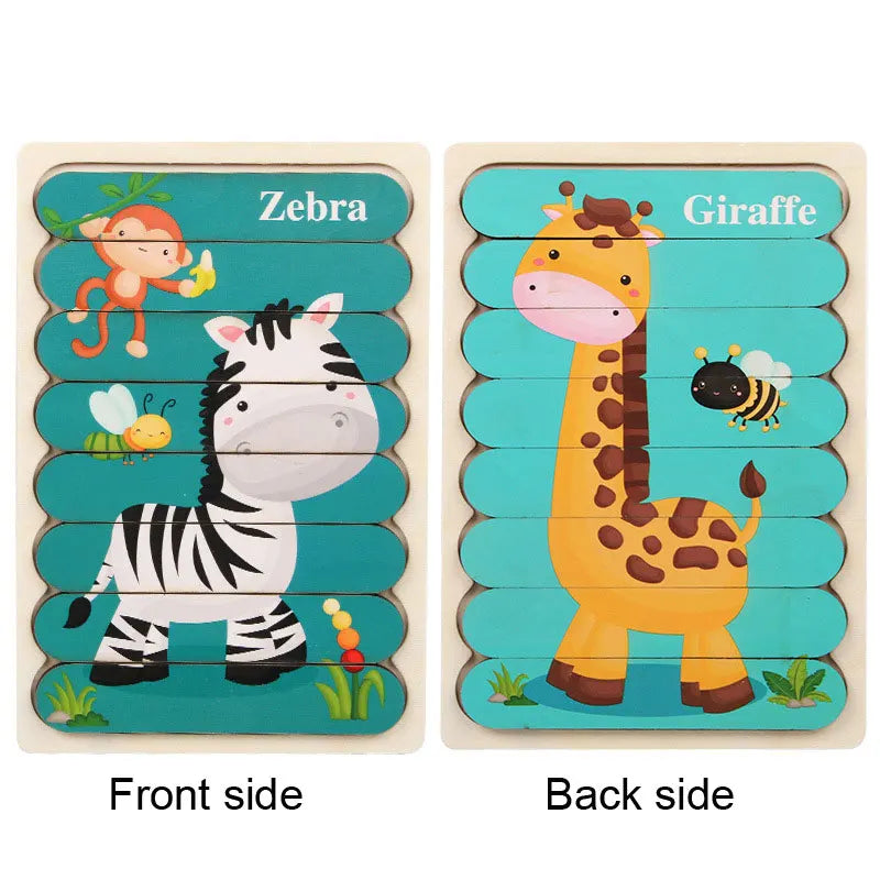 3D Wooden Montessori Puzzles for Toddlers & Kids (Ages 2-3)