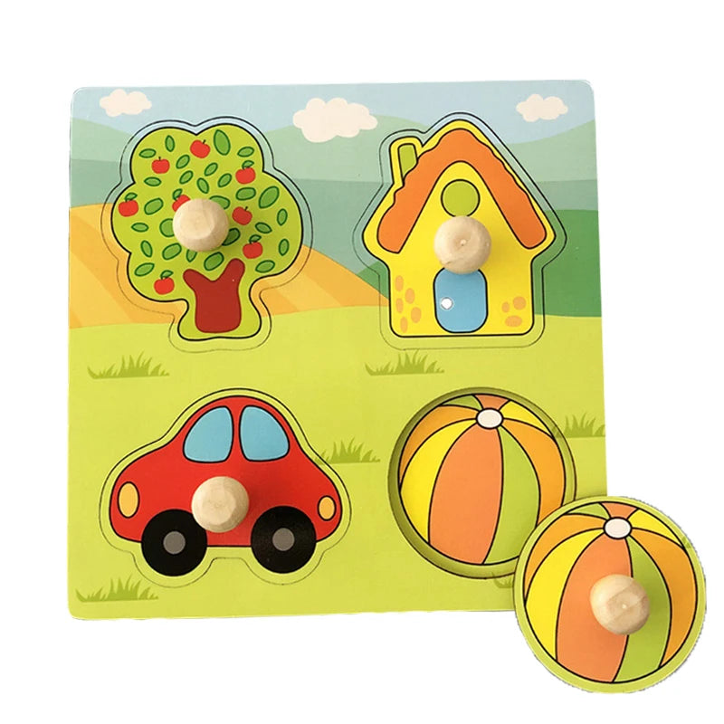 3D Wooden Montessori Puzzles for Toddlers & Kids (Ages 2-3)