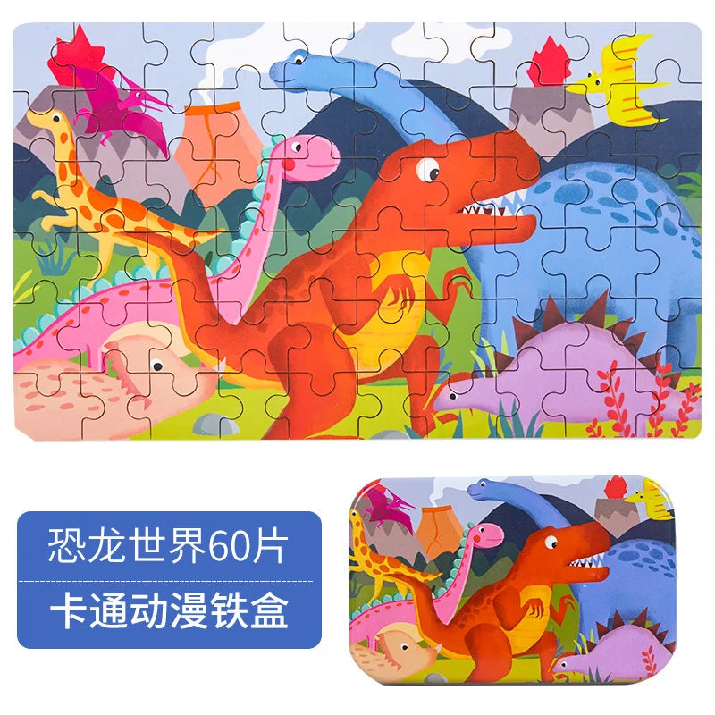60-Piece Wooden Puzzle Set