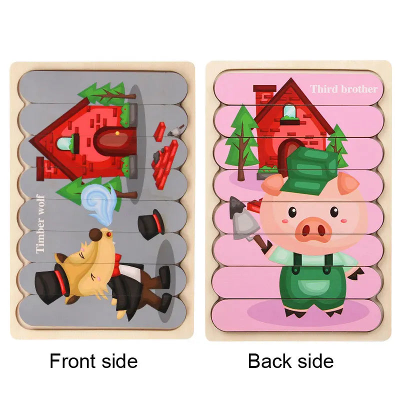 3D Wooden Montessori Puzzles for Toddlers & Kids (Ages 2-3)