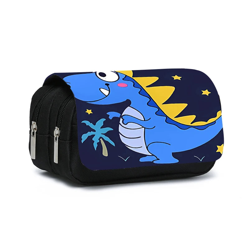3D Cartoon Dinosaur Double Layer Pencil Case for Kids