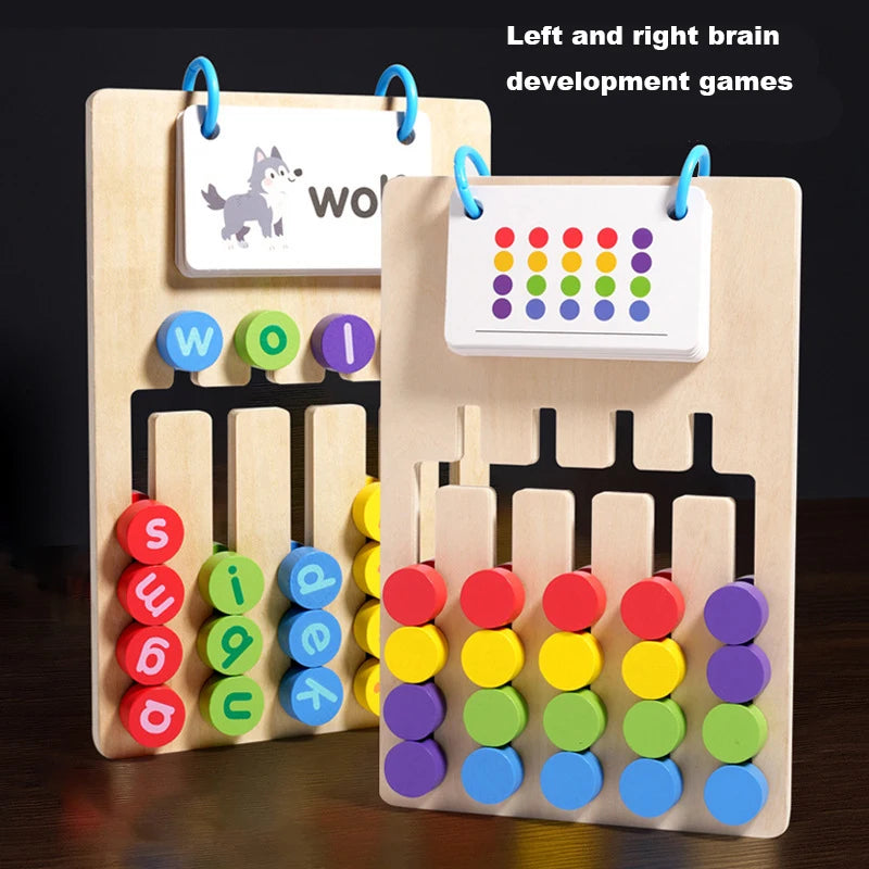 2-in-1 Wooden Word Building & Five-Color Matching Game – Educational Puzzle for Kids