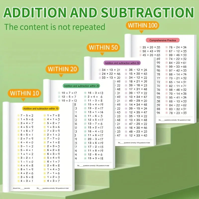 Math Practice Workbook: Addition & Subtraction Timed Drills (Grades 1-3)