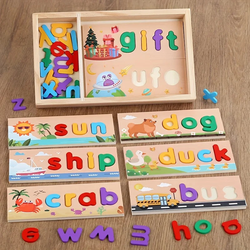 Wooden Alphabet Spelling Puzzle & Montessori Word Toy