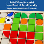 Wooden Montessori Mosaic Shape Puzzle – Colorful Sensory Jigsaw & Pattern Blocks for Toddlers