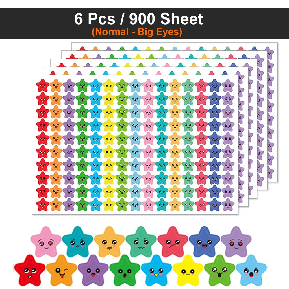 Happy Face & Stars Reward Stickers Pack for Kids & Teachers