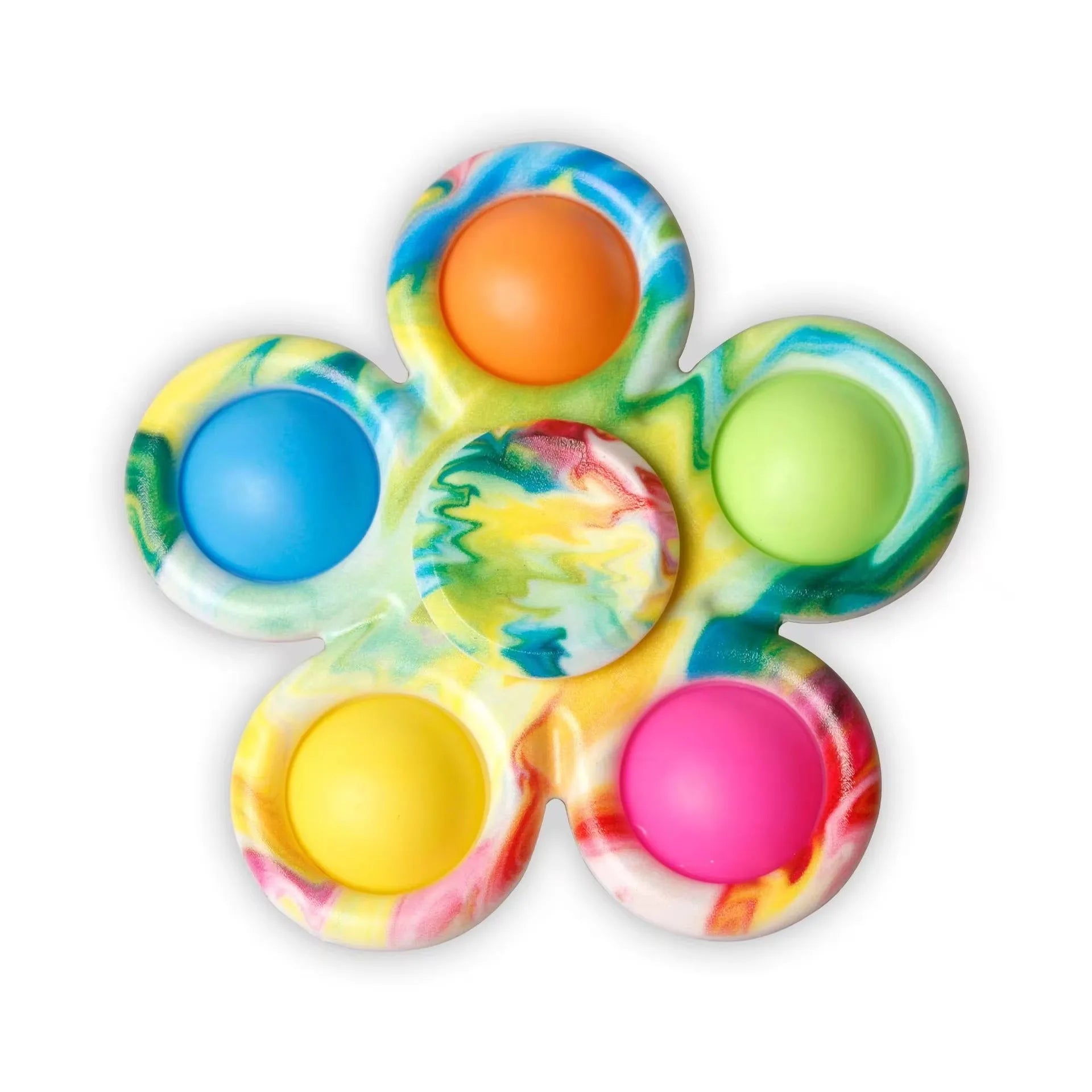 2-in-1 Tie-Dye Fidget Spinner & Push Bubble Pop Toy