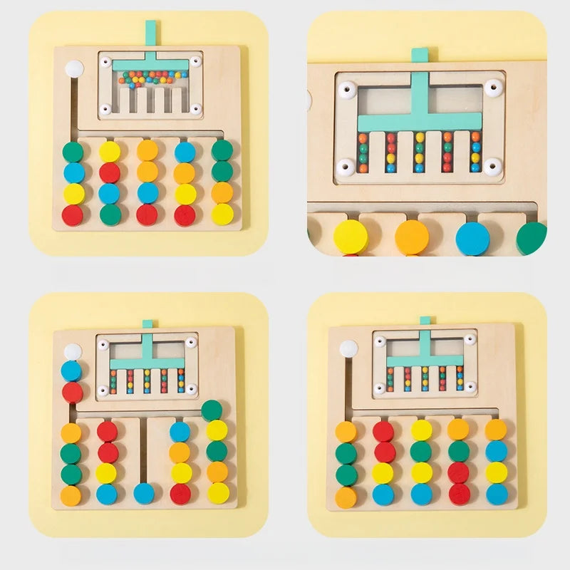 Double-Sided Wooden Four-Color Logic Game – Montessori Brain Training Toy for Kids