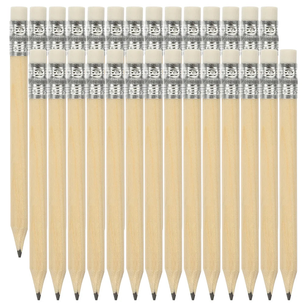 Short Wooden Pencils with Eraser (35/100 Pack)