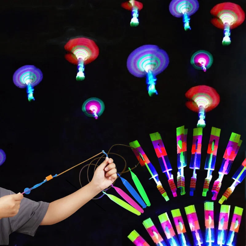 LED Slingshot Rocket Toy with Spinning Descent