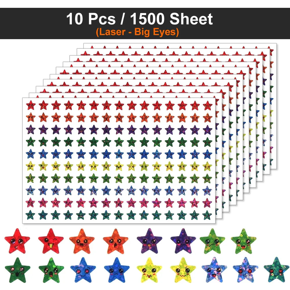 Happy Face & Stars Reward Stickers Pack for Kids & Teachers