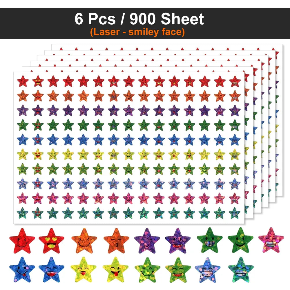 Happy Face & Stars Reward Stickers Pack for Kids & Teachers