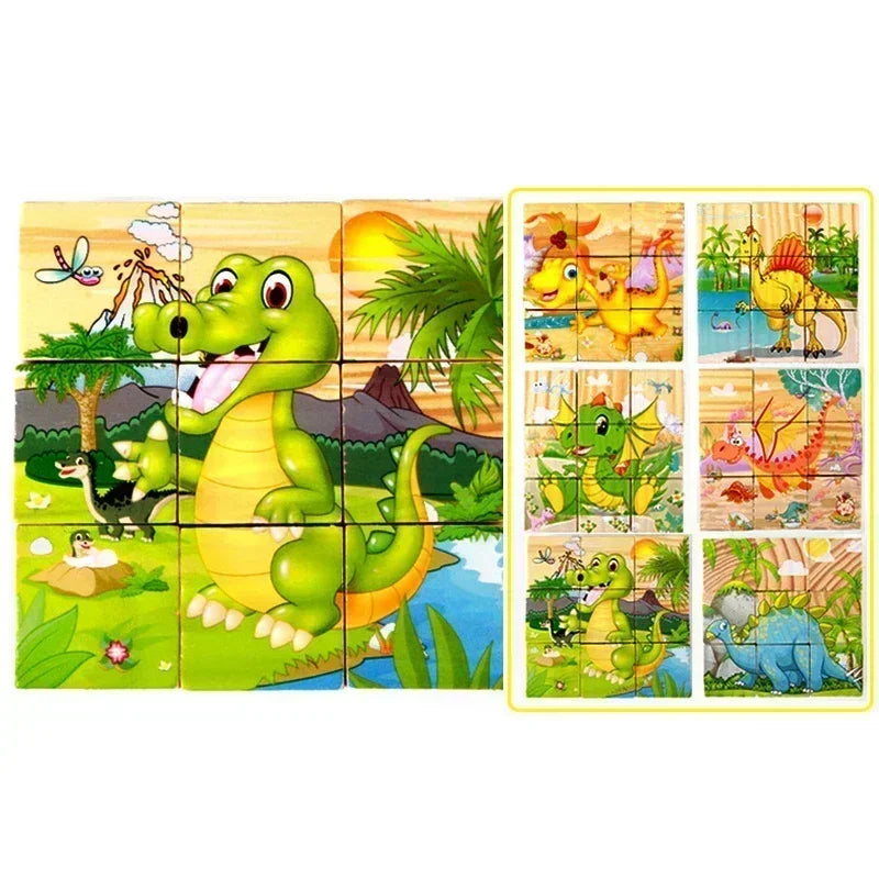 Montessori 6-in-1 Wooden Block Puzzle 9-Piece