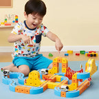 Magnetic Train Set DIY 3D Cube Track Electric Train Set for Kids Flexible Magnet Track Car Toy Stem Learning Building Cube Gift