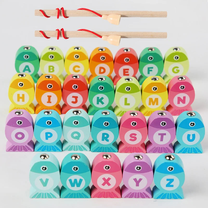 Montessori 3-in-1 Wooden Fishing & Sorting Game