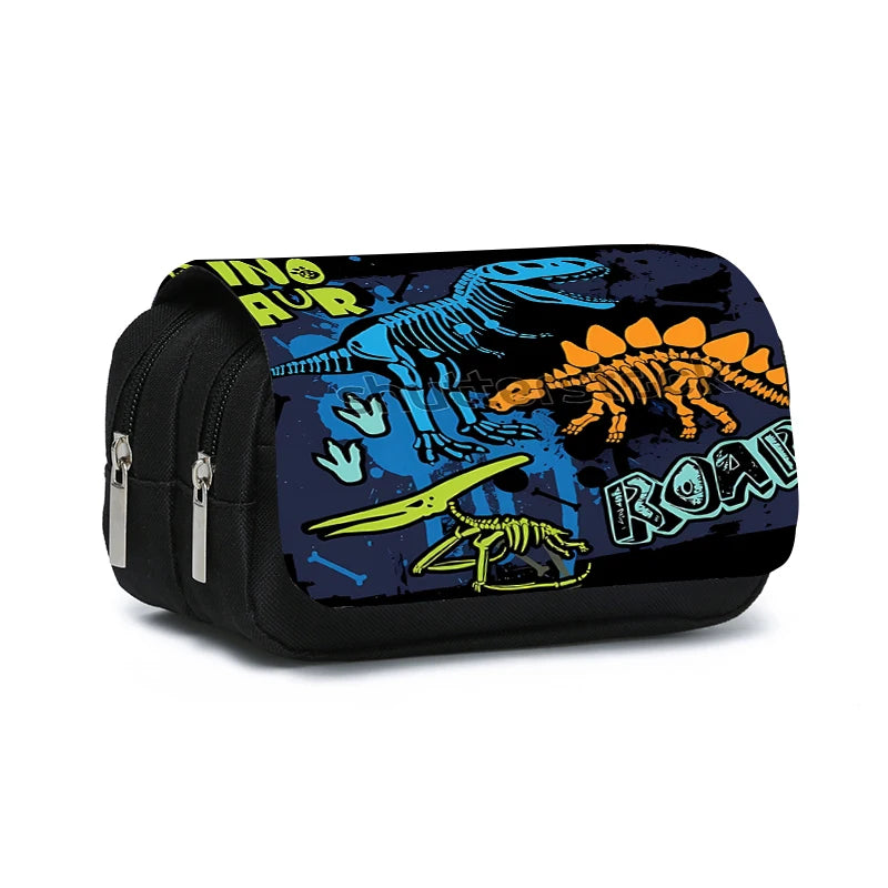 3D Cartoon Dinosaur Double Layer Pencil Case for Kids