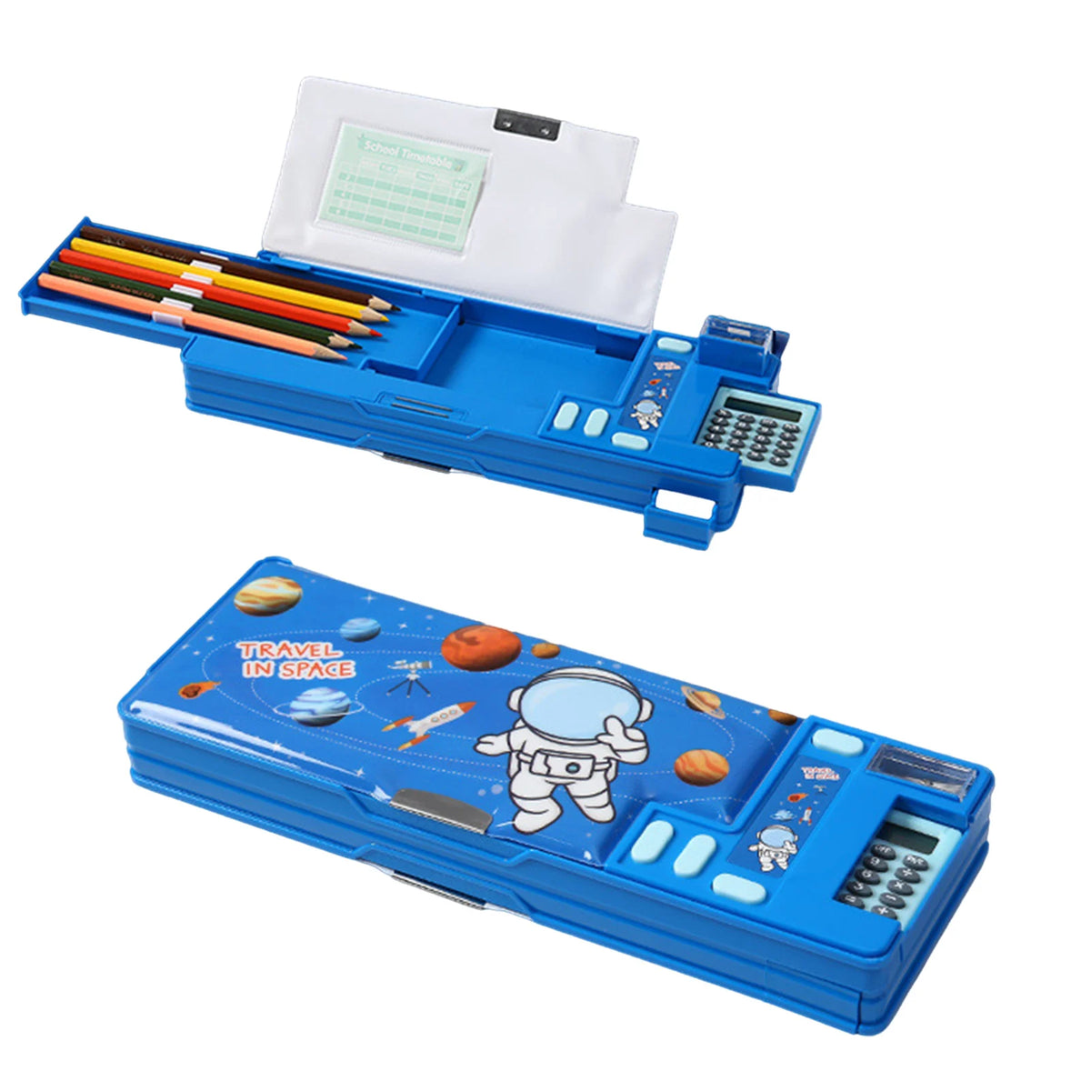 Cartoon Pencil Case with Calculator for Kids