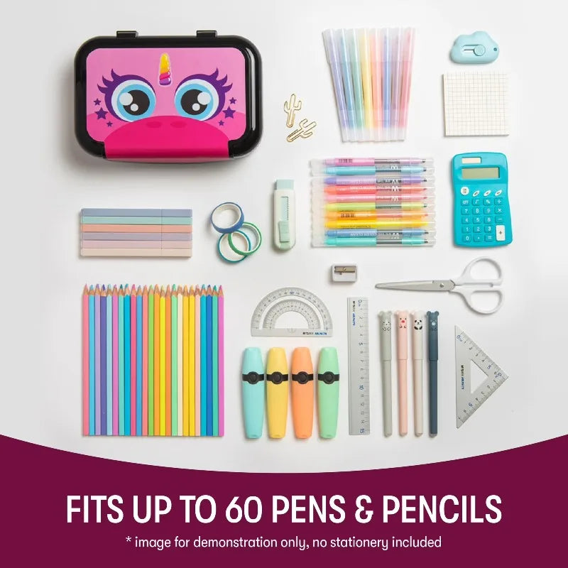 Large Capacity Pink Unicorn Pencil Box for Kids