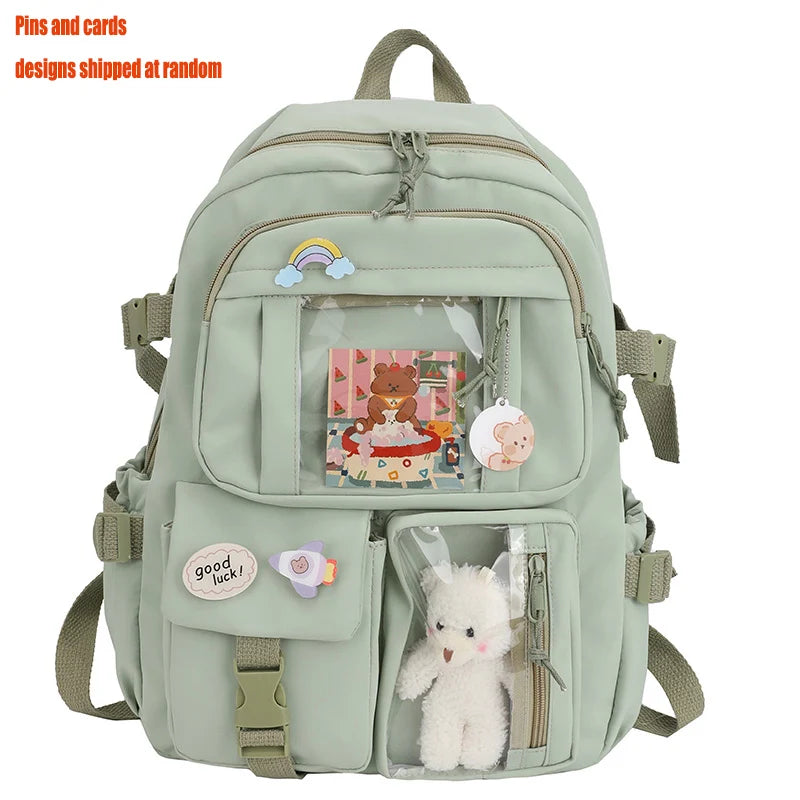 Kawaii Waterproof Multi-Pocket Laptop Backpack for Girls