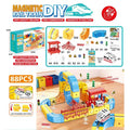 Magnetic Train Set DIY 3D Cube Track Electric Train Set for Kids Flexible Magnet Track Car Toy Stem Learning Building Cube Gift