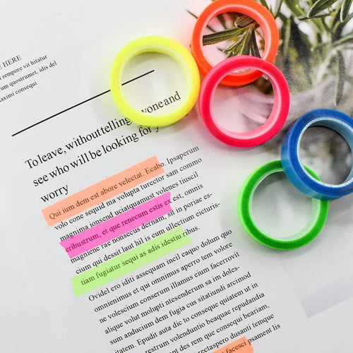5 Rolls Transparent Fluorescent Highlighter Tape & Index Tabs