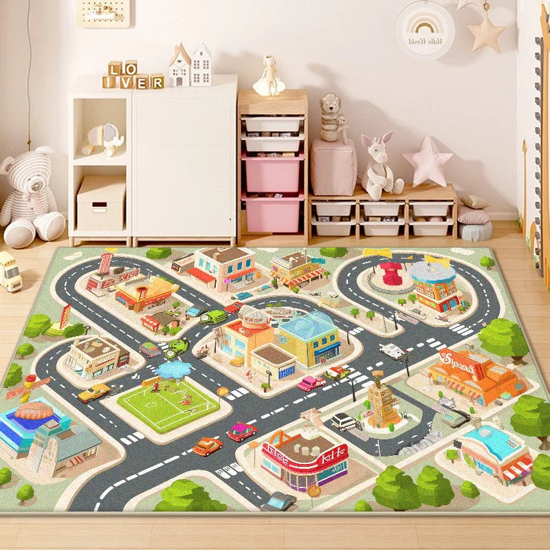 Children's Traffic Road Play Carpet – Non-Slip Soft Sensory Rug for Bedrooms & Living Rooms