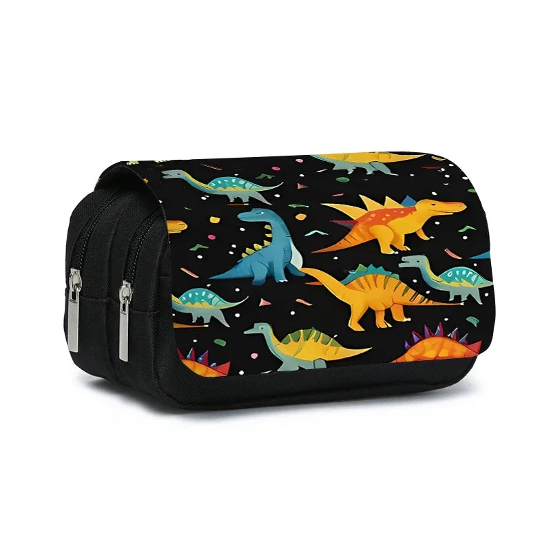 3D Cartoon Dinosaur Double Layer Pencil Case for Kids