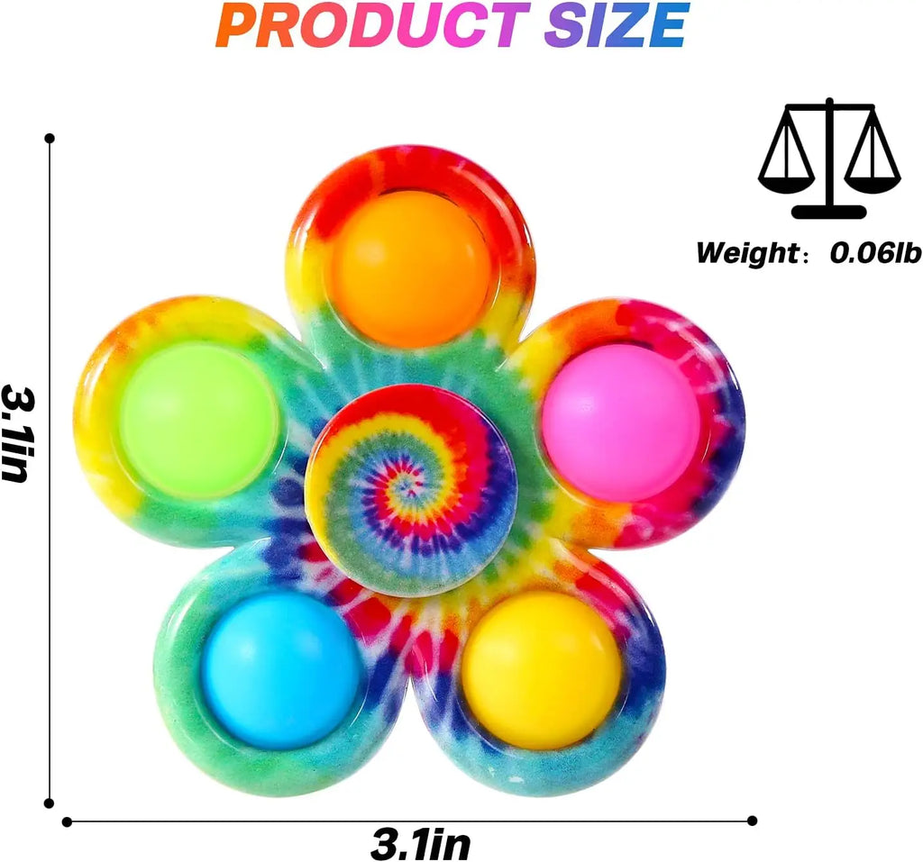 2-in-1 Tie-Dye Fidget Spinner & Push Bubble Pop Toy