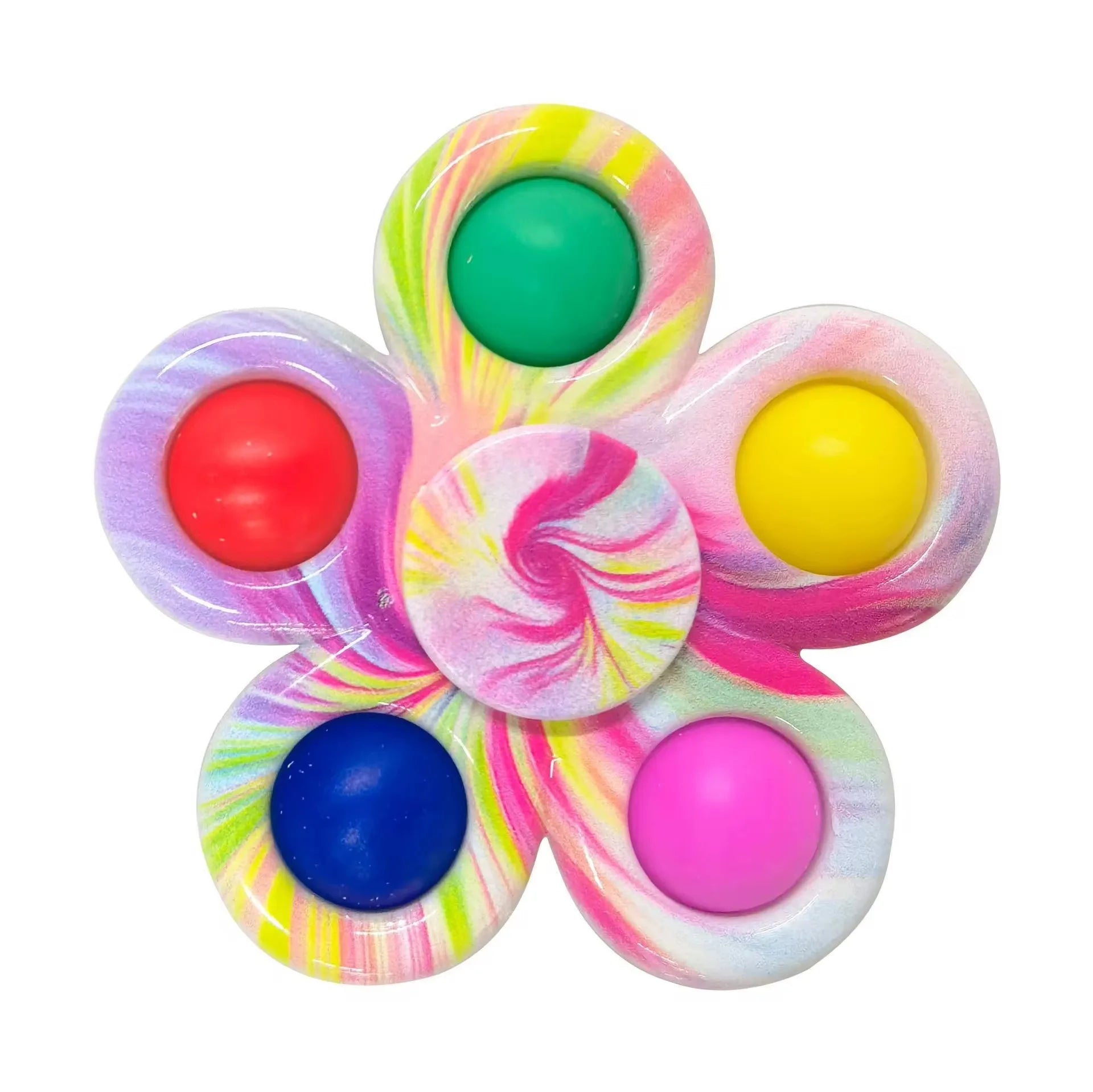 2-in-1 Tie-Dye Fidget Spinner & Push Bubble Pop Toy