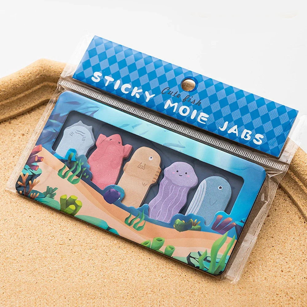 150 Sheets Cute Cartoon Animal Sticky Notes & Bookmarks Set