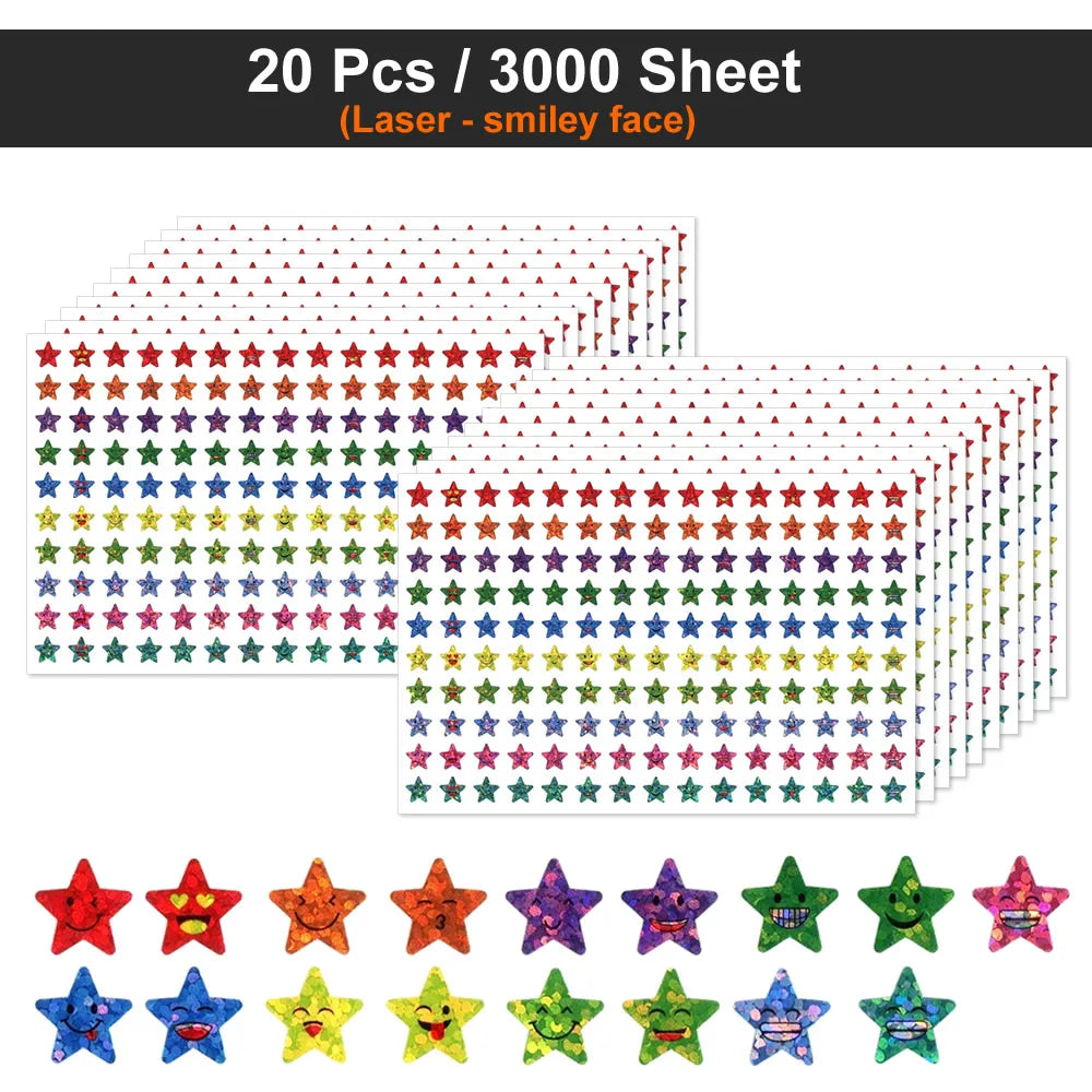 Happy Face & Stars Reward Stickers Pack for Kids & Teachers