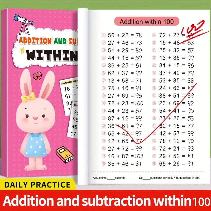 Math Practice Workbook: Addition & Subtraction Timed Drills (Grades 1-3)