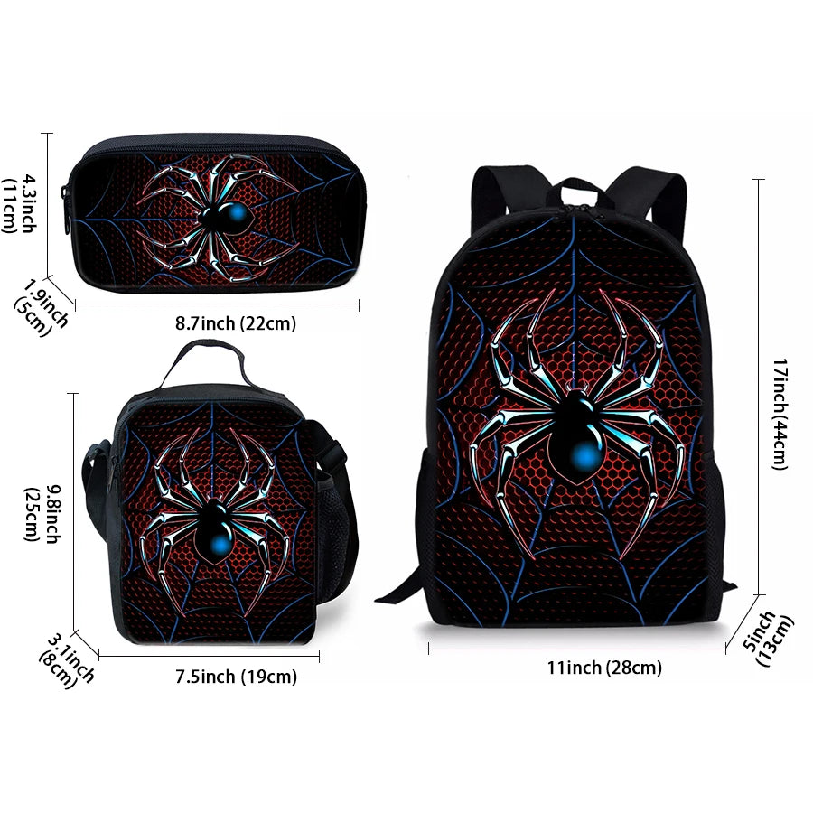 3D Spider Backpack 3-Piece Set for Boys & Girls