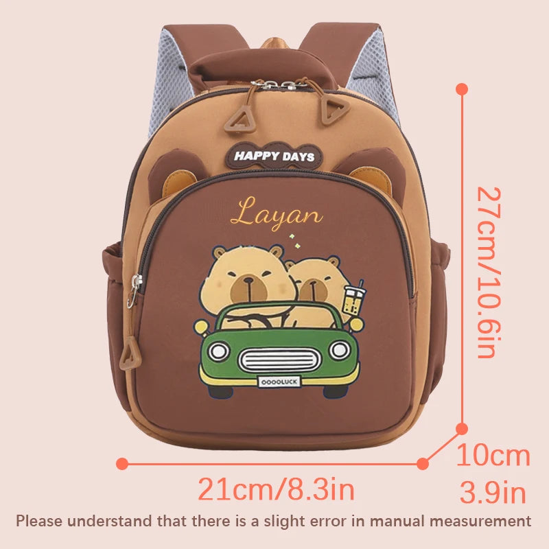 Cute Embroidered Capybara Casual School Backpack