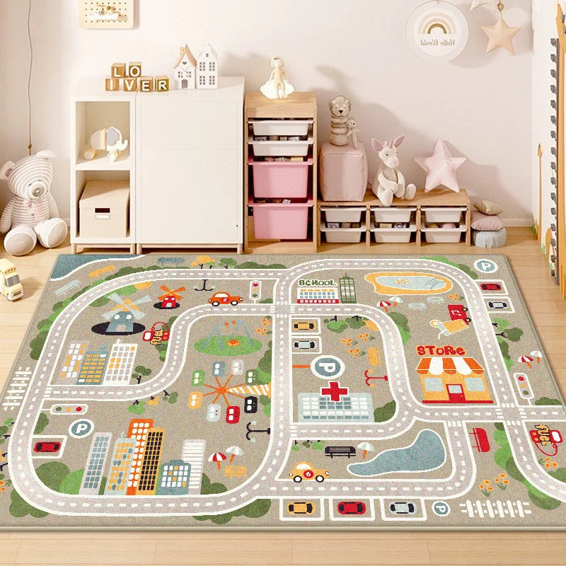 Children's Traffic Road Play Carpet – Non-Slip Soft Sensory Rug for Bedrooms & Living Rooms