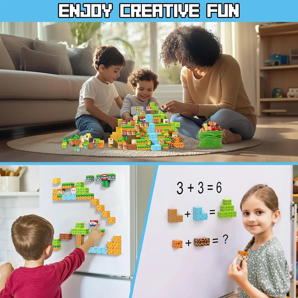 Mine World Magnetic Building Blocks | Kids STEM Magnet Cube Set