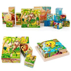 Montessori 6-in-1 Wooden Block Puzzle 9-Piece