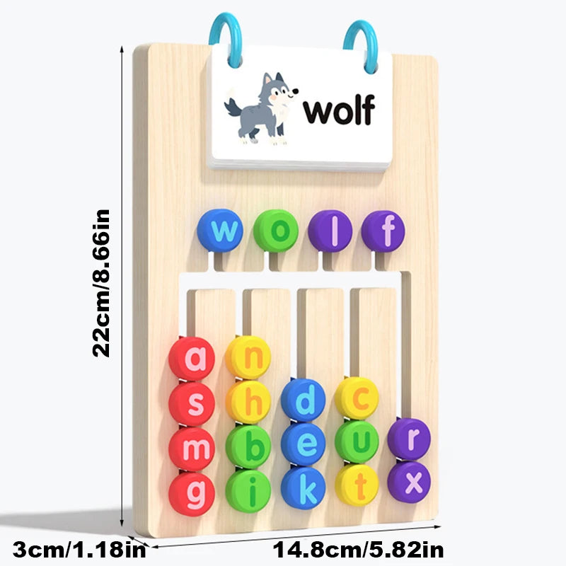 2-in-1 Wooden Word Building & Five-Color Matching Game – Educational Puzzle for Kids
